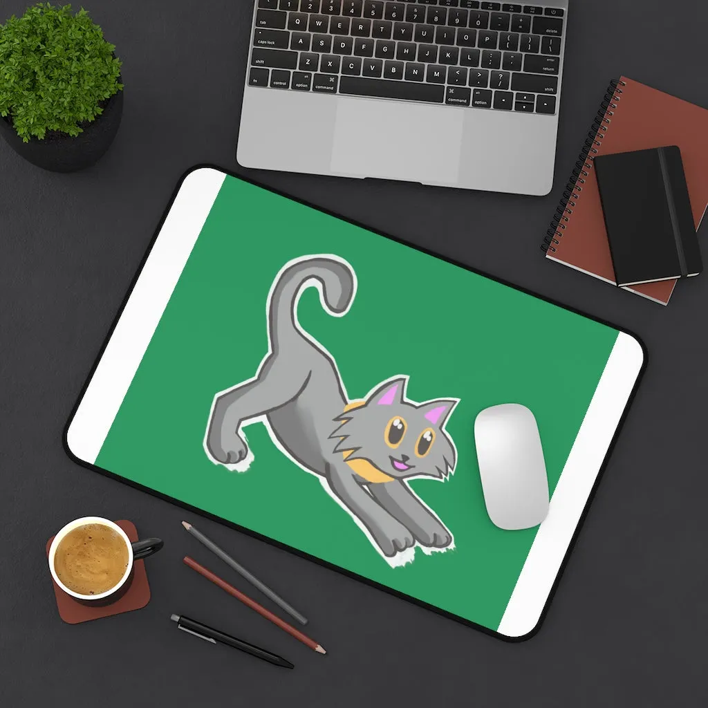 Grey Kitty Desk Mat