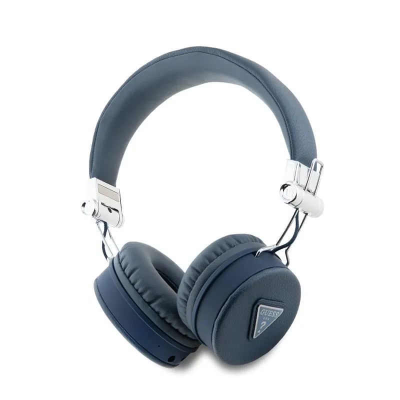 Guess PU Grained Triangle Logo ENC Wireless Headphones Blue - GUBH70PGTSPSB