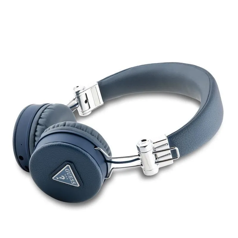 Guess PU Grained Triangle Logo ENC Wireless Headphones Blue - GUBH70PGTSPSB