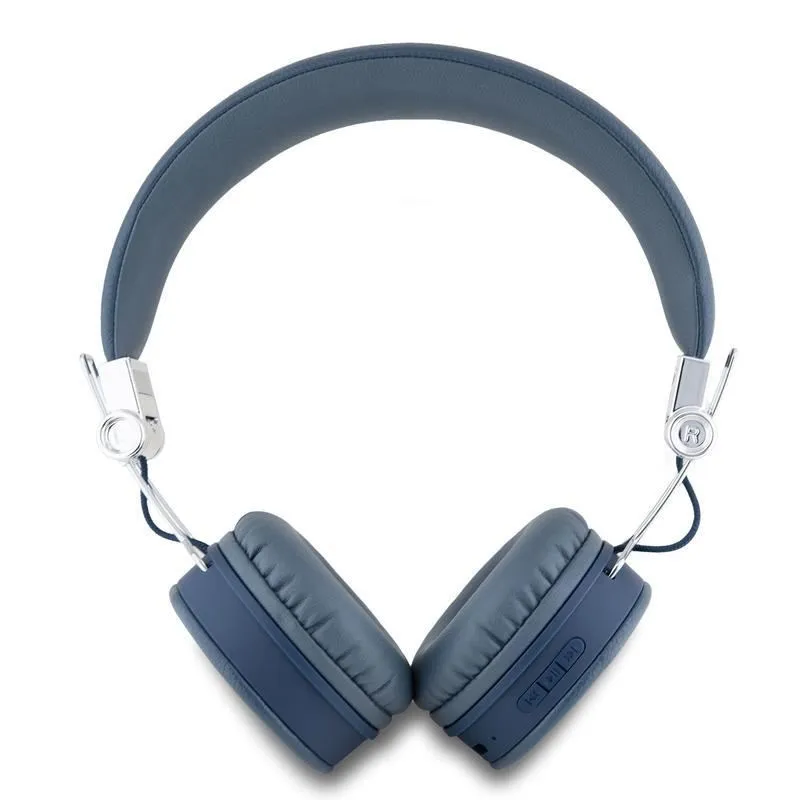 Guess PU Grained Triangle Logo ENC Wireless Headphones Blue - GUBH70PGTSPSB