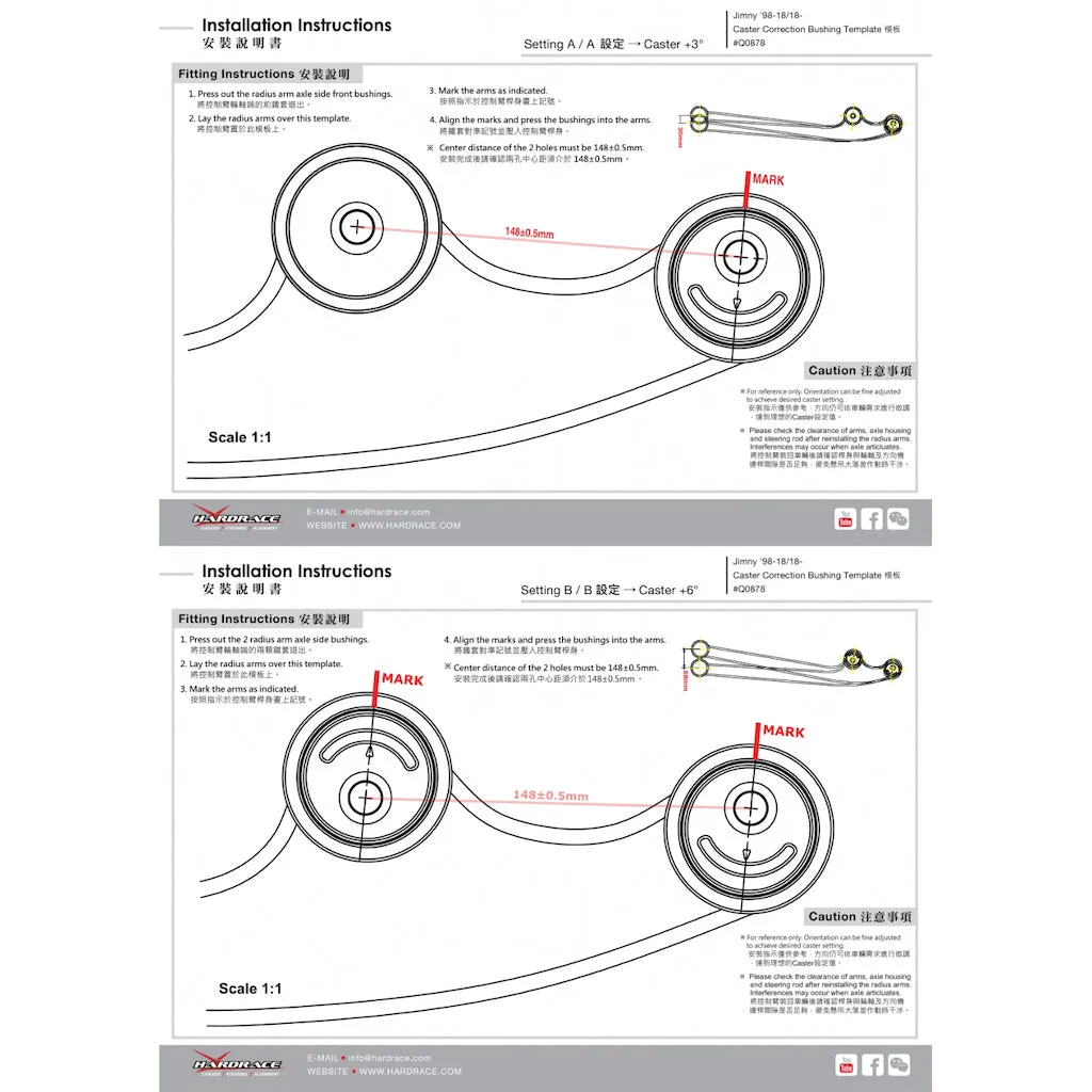 HARDRACE Castor Correction Bush Set for Suzuki Jimny