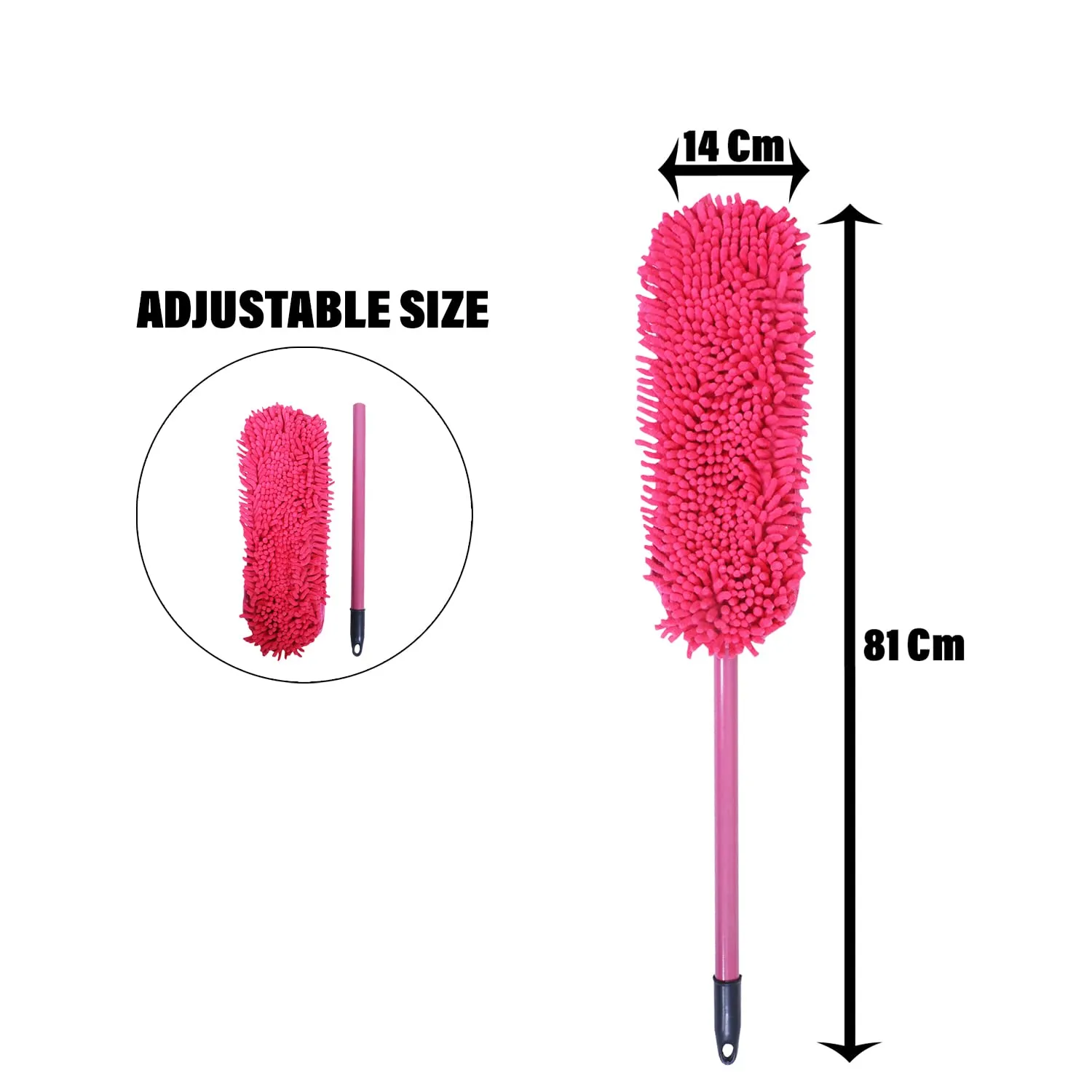 Heart Home Hand Duster|Microfiber Washable Cleaning Brush|Stainless Steel Detachable Handle Dusting Brush for Car|House Cleaning (Pink)