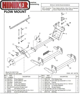 Hiniker Snowplow Mount - Quick Hitch 2 (QH2), 2005-2007 Ford F250-F550, 25012863