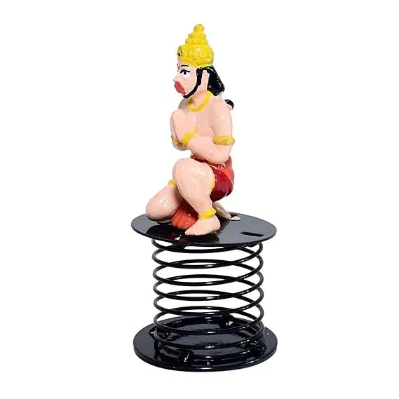 INDIACRAFT Hanuman Idol with Spring/Polystone Maruti Idol with Gada for Car Dashboard, Office - Study Table, 4 INCH