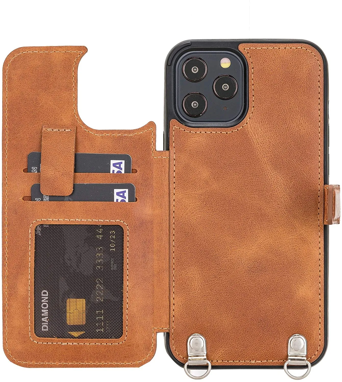 iPhone 12 Pro Max Leather Wallet Case –  Handcrafted Leather Strap