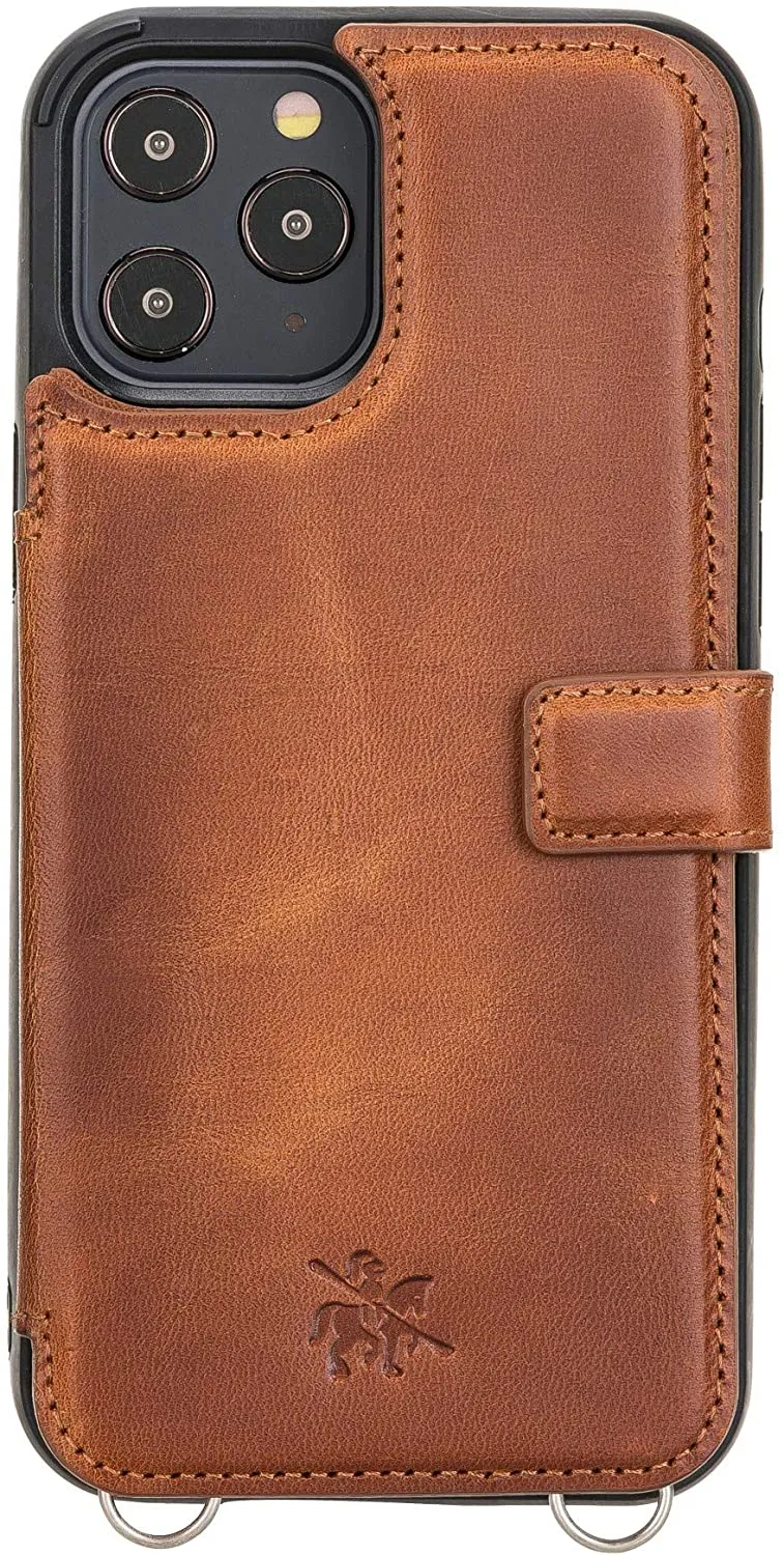 iPhone 12 Pro Max Leather Wallet Case –  Handcrafted Leather Strap