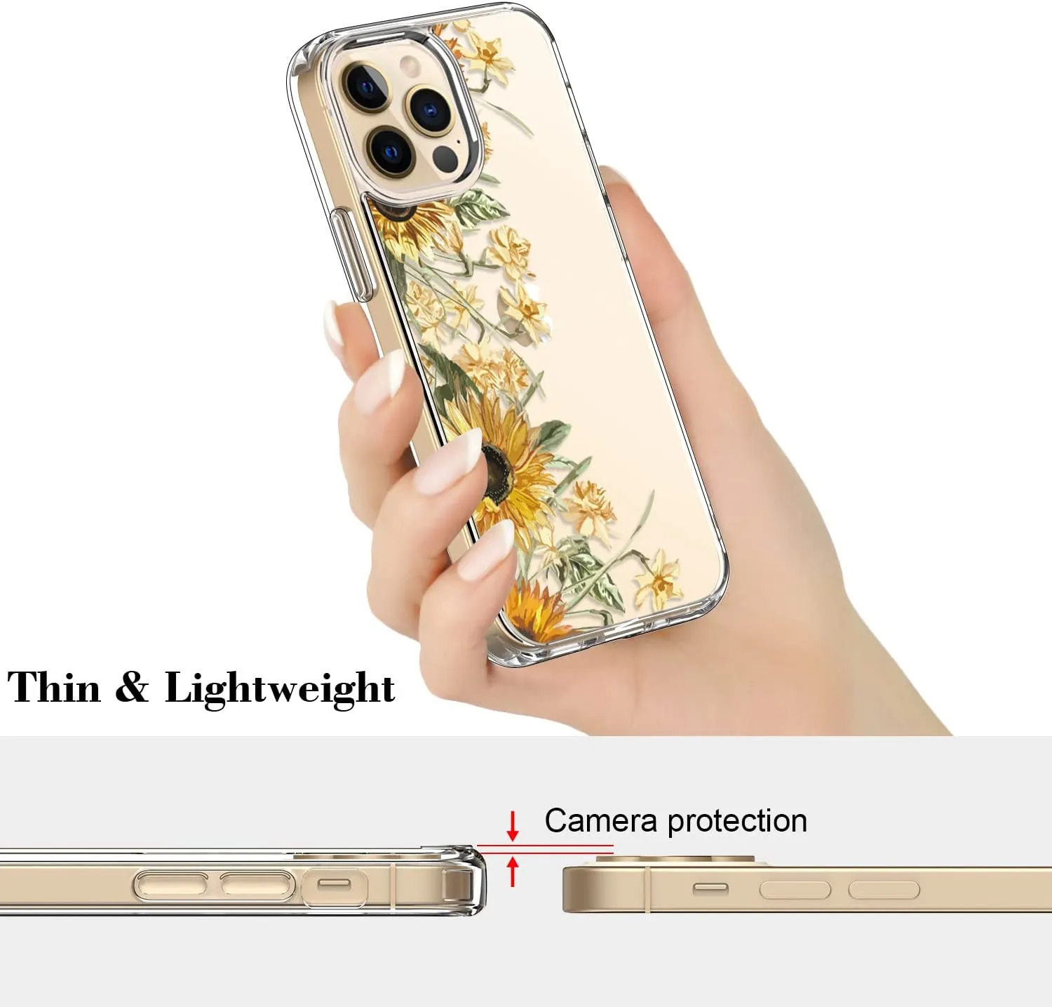 iPhone 14 Pro Case Screen Protector,Slim Fit Crystal Clear Cover Protective Phone Case Yellow