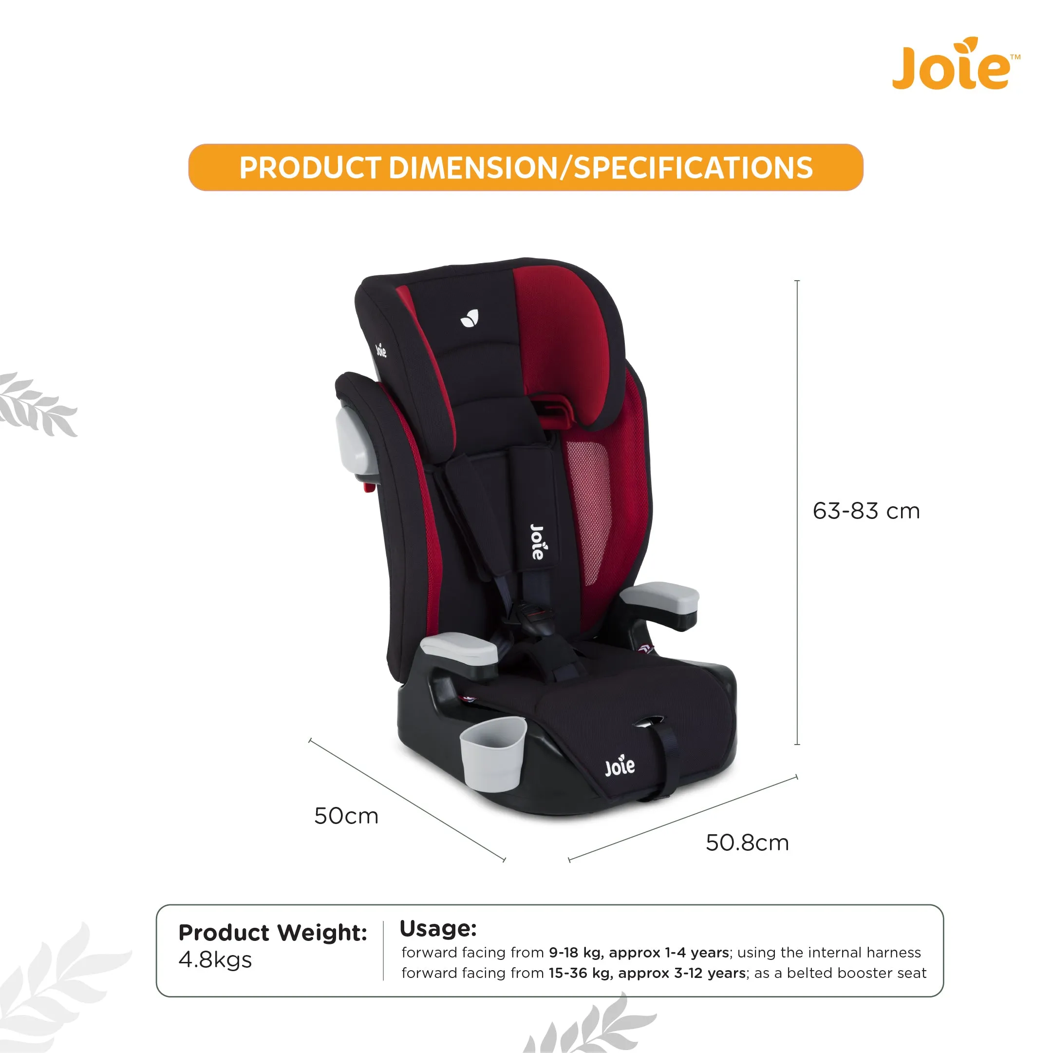 Joie Car seat Elevate Cherry 9 to 36 Kg