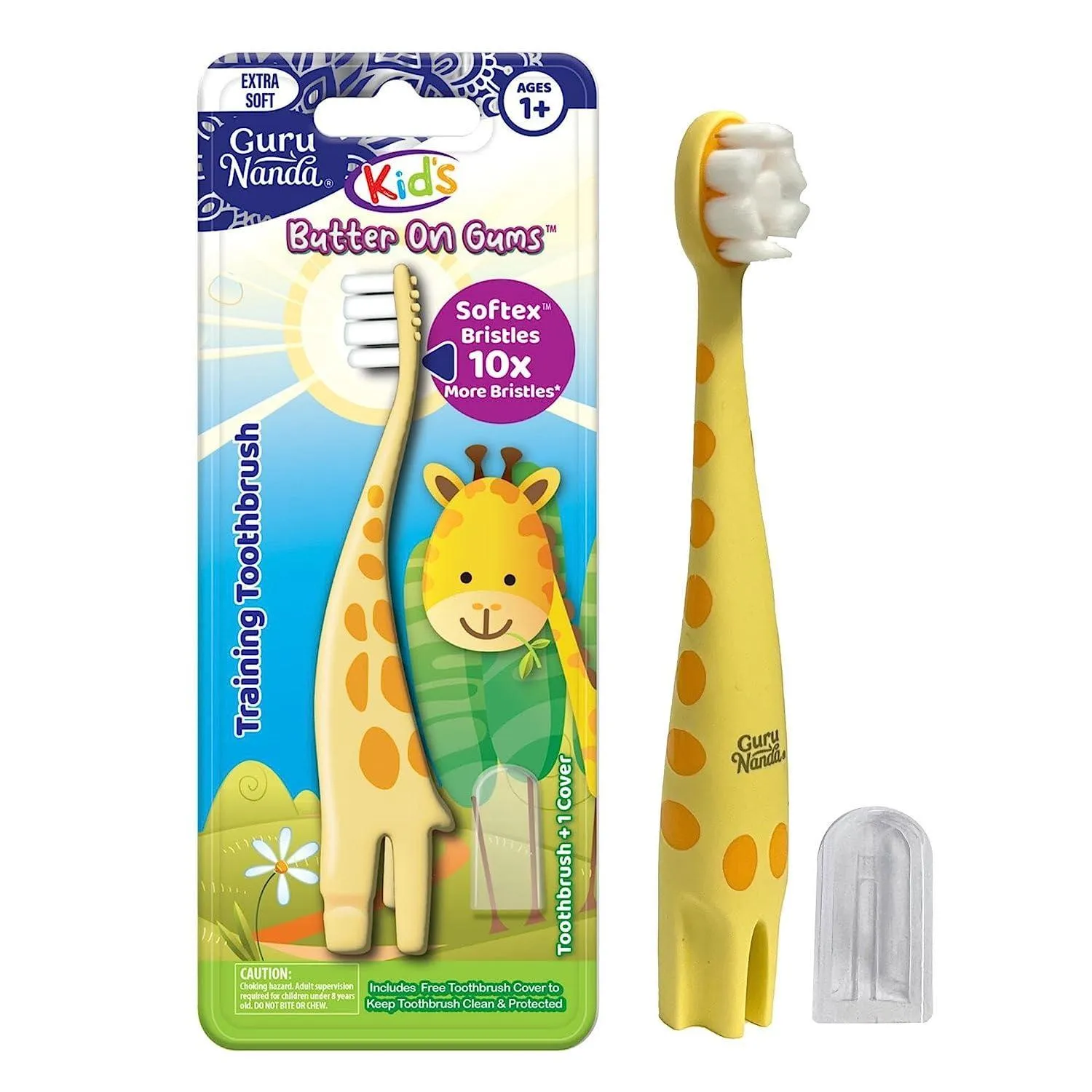 Kids Butter on Gums Giraffe Training Toothbrush with Cover (24-Pack)