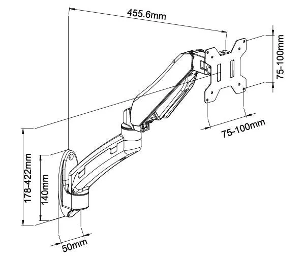 LCD Gas Spring Wall Mount (WM-9G)