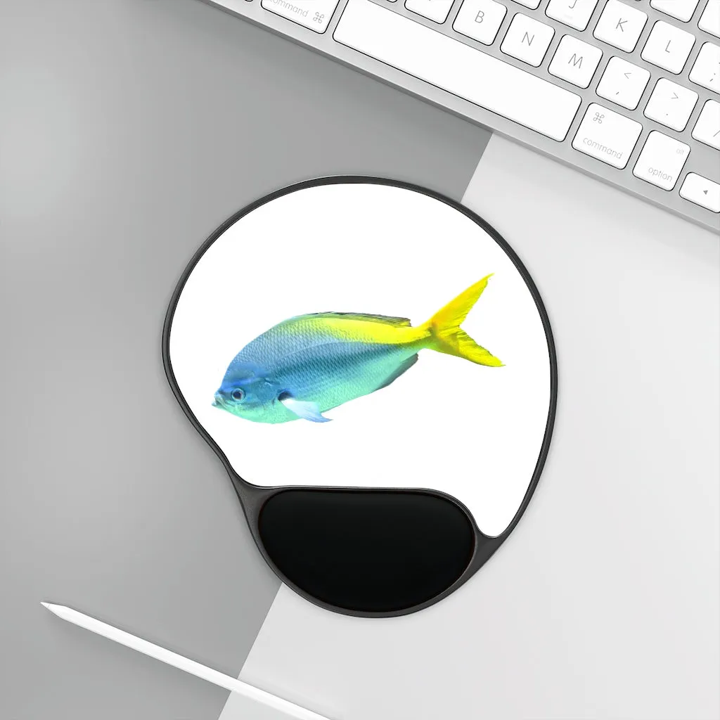 Light Blue and Yellow Fish Mouse Pad With Wrist Rest