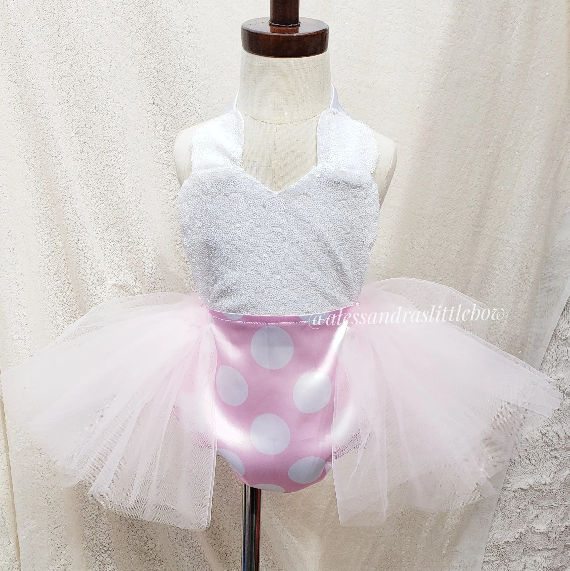 Light pink Minnie Mouse sequin tutu Romper