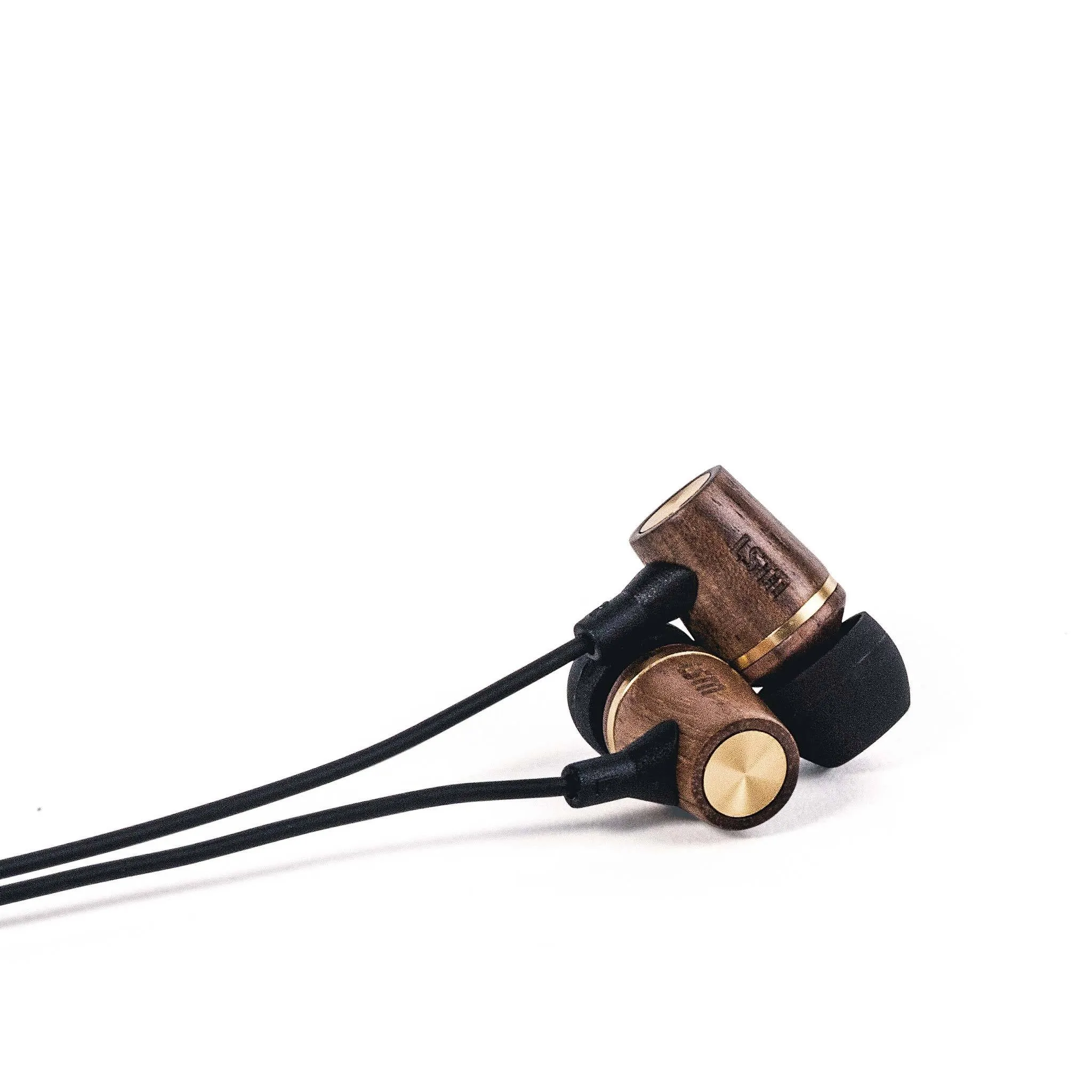 LSTN WEMBLEY Walnut Wood Wired Earbuds with Microphone & Volume-Control