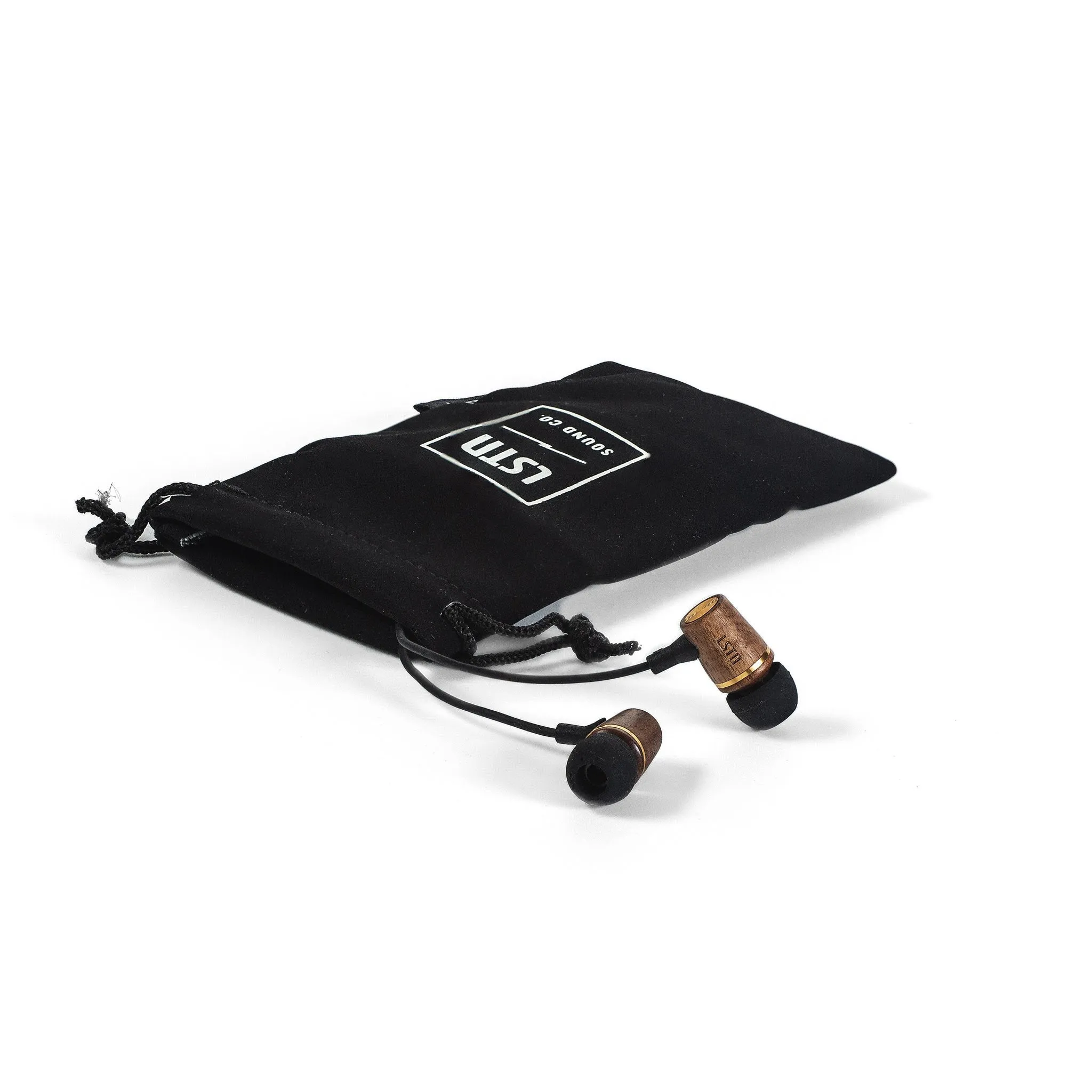 LSTN WEMBLEY Walnut Wood Wired Earbuds with Microphone & Volume-Control