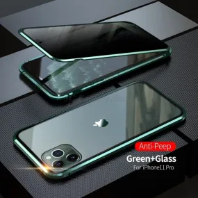 Magnetic Metal Privacy Tempered Glass Phone Case