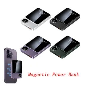 Magnetic Power Bank Portable Charger LCD Display 10000mAh Fast Charging Ultra Slim Wireless Power Bank