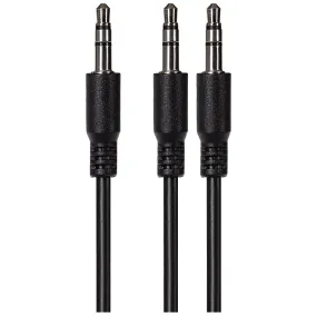 Maplin 3.5mm Aux Stereo 3 Pole Jack to Twin 3.5mm 3 Pole Jack Cable - Black, 2m