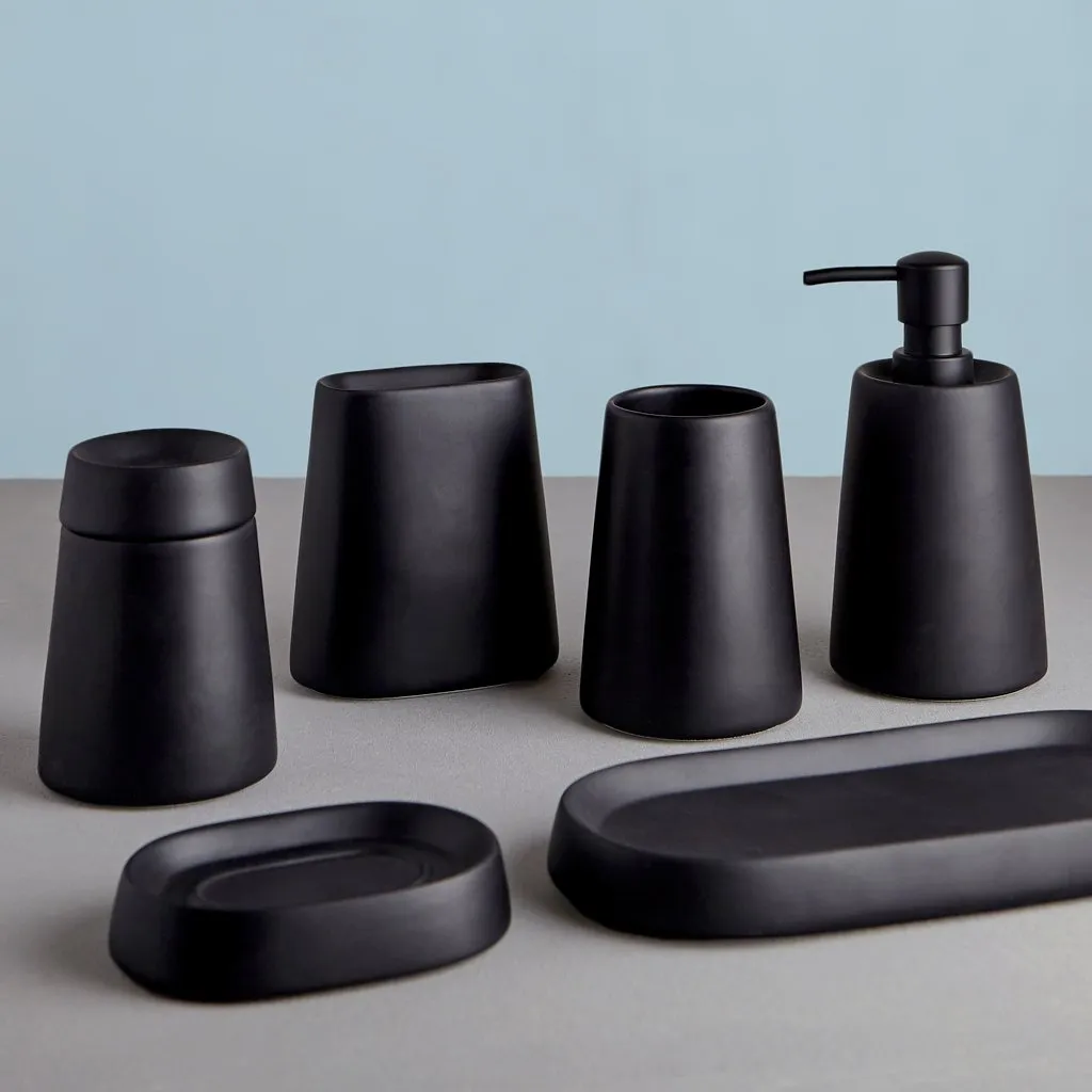 Matte Black Ceramic Bath Accessories, Tumbler