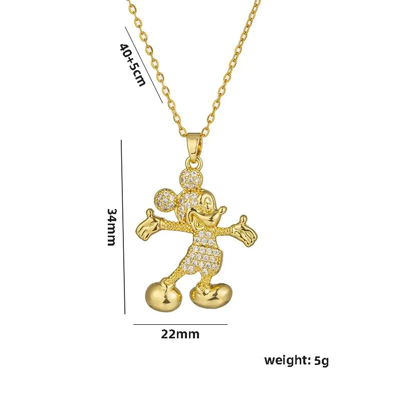 Mickey Minnie Mouse Studded with Zircon Necklace Stainless Steel Chain the perfect gift