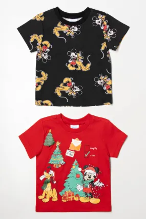 Mickey Mouse 2 Pack T-Shirts Red And Black