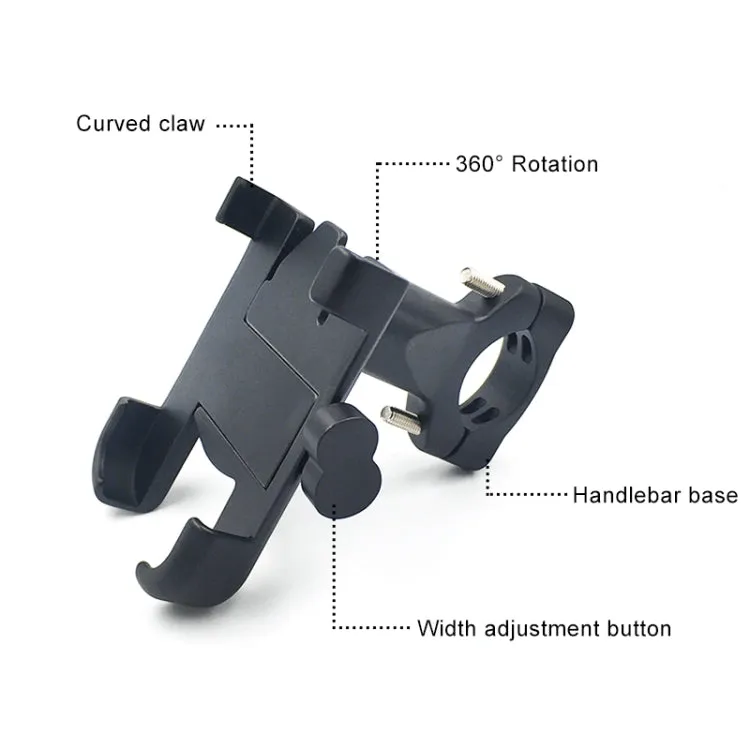 Motorcycle Handlebar Aluminum Alloy Phone Bracket, Suitable for 60-100mm Device(Black)