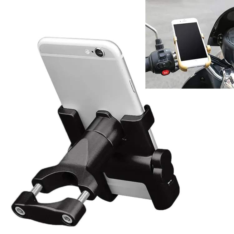 Motorcycle Handlebar Aluminum Alloy Phone Bracket, Suitable for 60-100mm Device(Black)