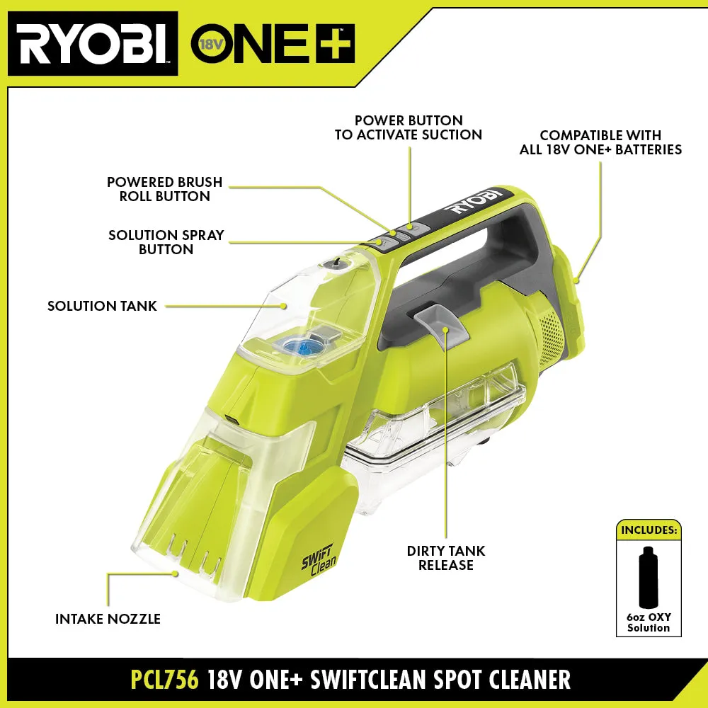 Open Box -  RYOBI 18V ONE  Cordless SWIFTClean Spot Cleaner (Tool-Only)