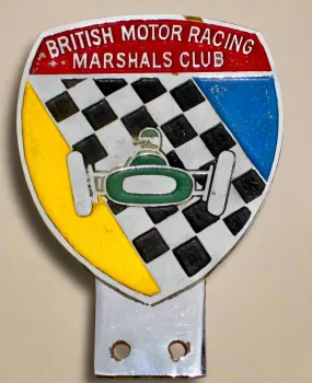 Original 1950s Enamel Car Badge British Motor Racing Marshals Club By Marples & Beasley