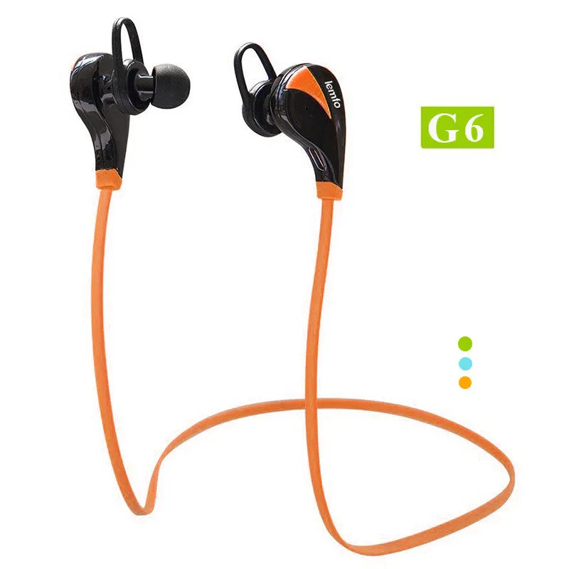 Original G6 Bluetooth 4.0 Headset Wireless Stereo Sports Earphone Studio Music Handsfree Headphone Sweatproof for iPhone Samsung