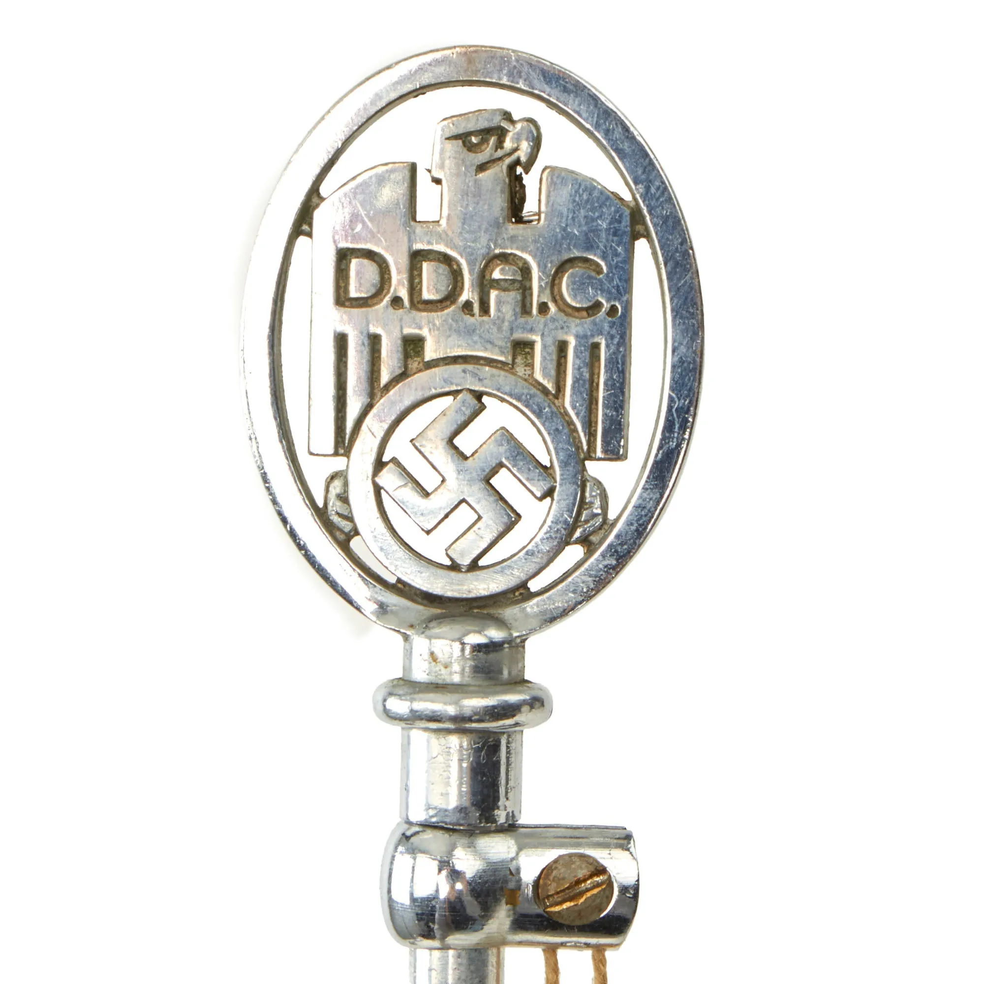 Original German WWII D.D.A.C. Automobile Club Vehicle Staff Car Pennant Flag with Flag Pole and Finial