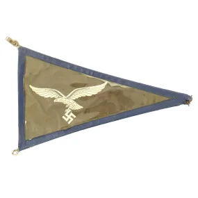 Original German WWII Luftwaffe Officer Vehicle Automobile Fender Pennant Flag