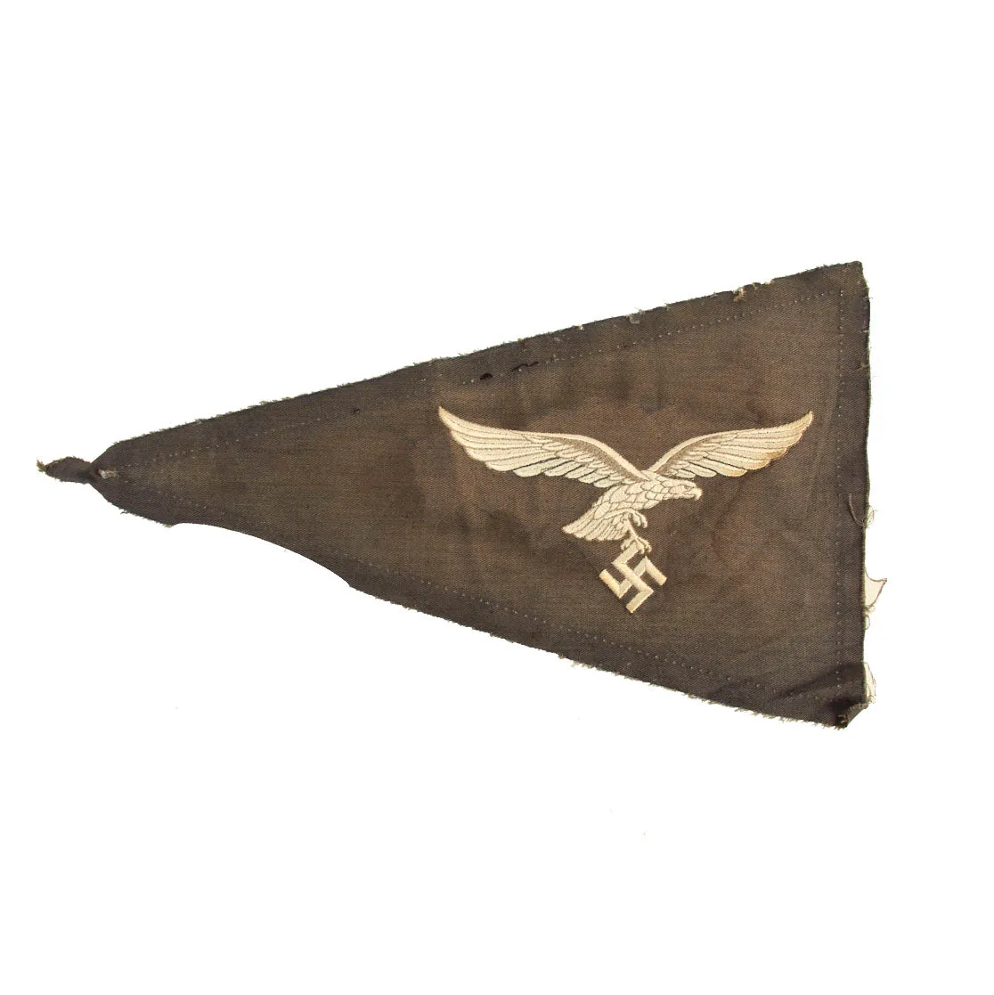 Original German WWII Luftwaffe Officer Vehicle Rigid Fender Staff Pennant Flag Cutoff Half - 8 1/2" x 14 1/2"