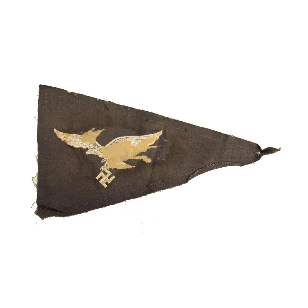 Original German WWII Luftwaffe Officer Vehicle Rigid Fender Staff Pennant Flag Cutoff Half - 8 1/2" x 14 1/2"