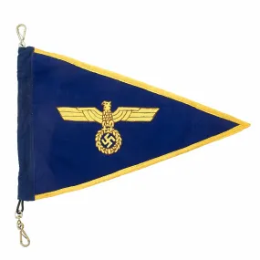 Original German WWII Navy Kriegsmarine Officer Vehicle Staff Car Fender Pennant Flag - 12.5" x 8"