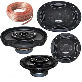 Package K7 / 4 Speakers - Pair of K65.4 6.5-INCHS 6-1/2" 400W 4-Way   Pair of K69.5 6x9-INCHS 6"x9" 700W 5-Way PRO CAR Speakers   50FT Wire AT-SPW10GA/50RG