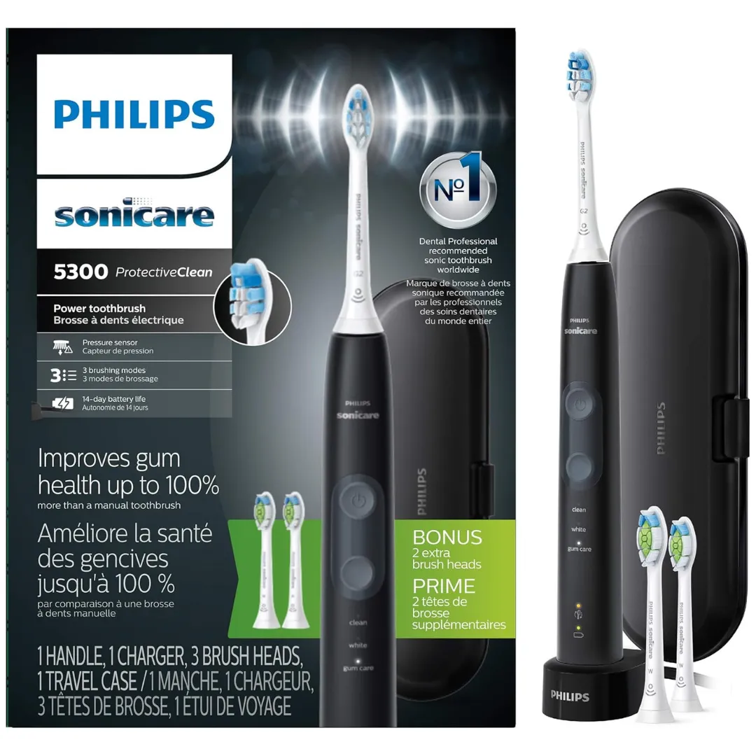 Philips Sonicare ProtectiveClean 5100 Rechargeable Electric Toothbrush, With Pressure Sensor, 3 Cleaning Modes, SmarTimer And QuadPacer