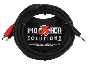 PIG HOG SOLUTIONS - 10FT STEREO BREAKOUT CABLE, 3.5MM TO DUAL RCA