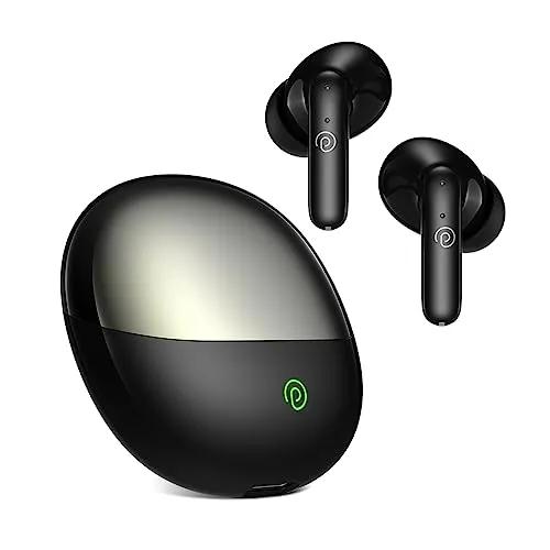 pTron Newly Launched Zenbuds Evo TWS Earbuds,Ai-Trutalk Enc Calls,45Ms Movie/Music Modes,Deep Bass,32Hrs Playtime,Bluetooth 5.3 Headphones,Ipx5 Water Resistant&Type-C Fast Charging (Black),in-Ear