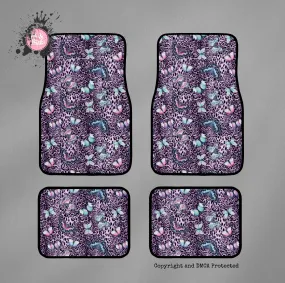 Purple Leopard Butterfly Car Mats