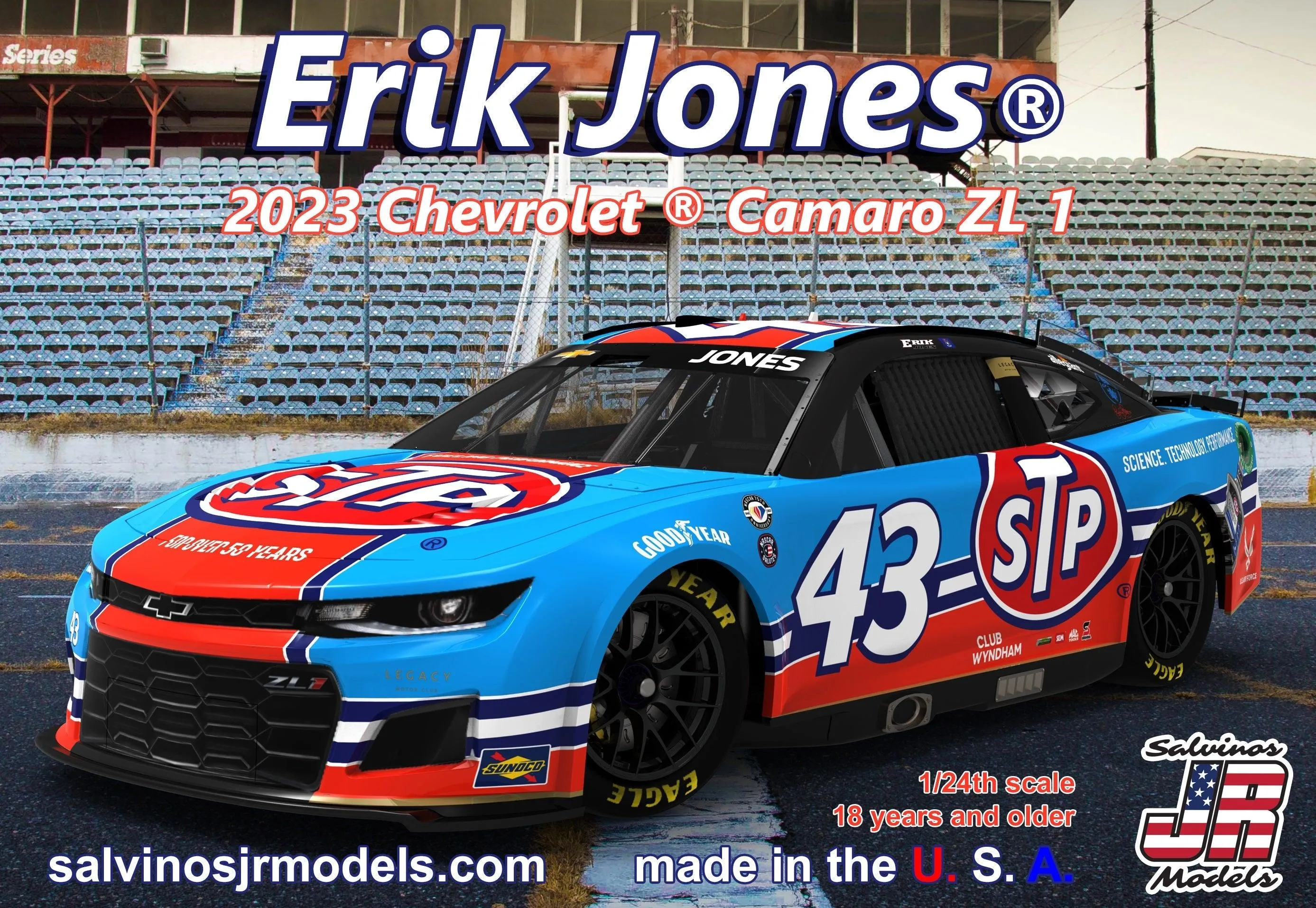 Salvinos JR Erik Jones #43 STP 2023 Chevrolet Camaro ZL 1 1/24 Model Kit