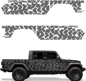 Side Graphics Kit 3M Vinyl Decal Wrap Compatible with Cars - Tire Tracks Gray