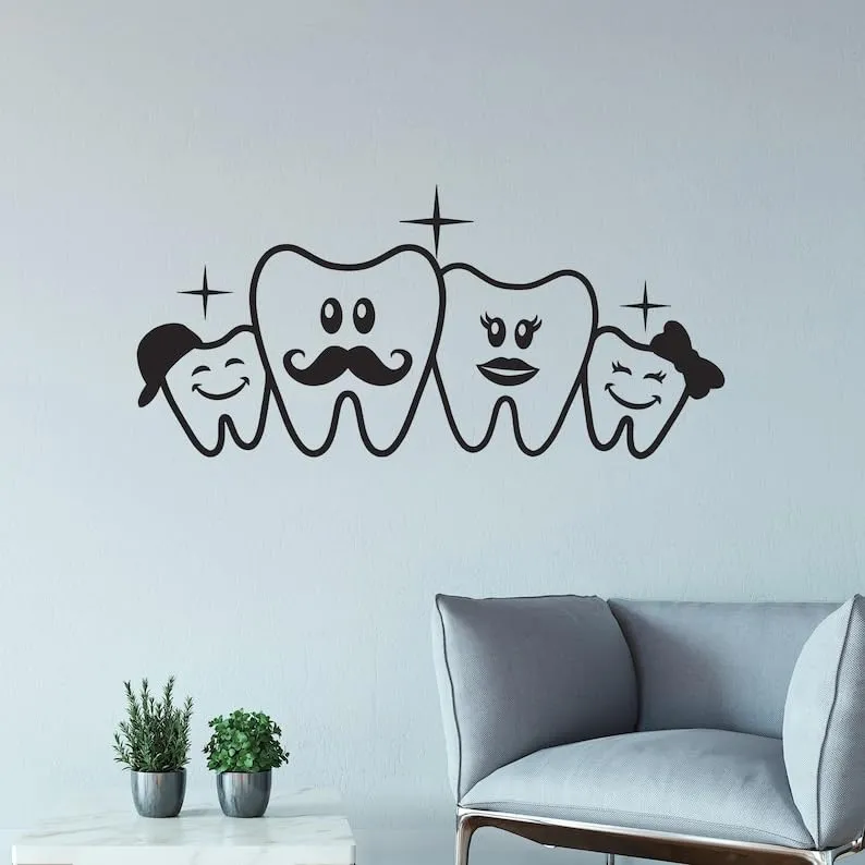 SnappySticker Dental Office Dentist Dental Doctor Wall Sticker PVC Vinyl Easy to Stick (25 X 55)