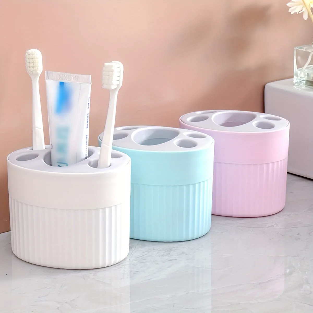 Streamlined Plastic Toothbrush  Toothpaste Organizer  Chic Bathroom Accessory