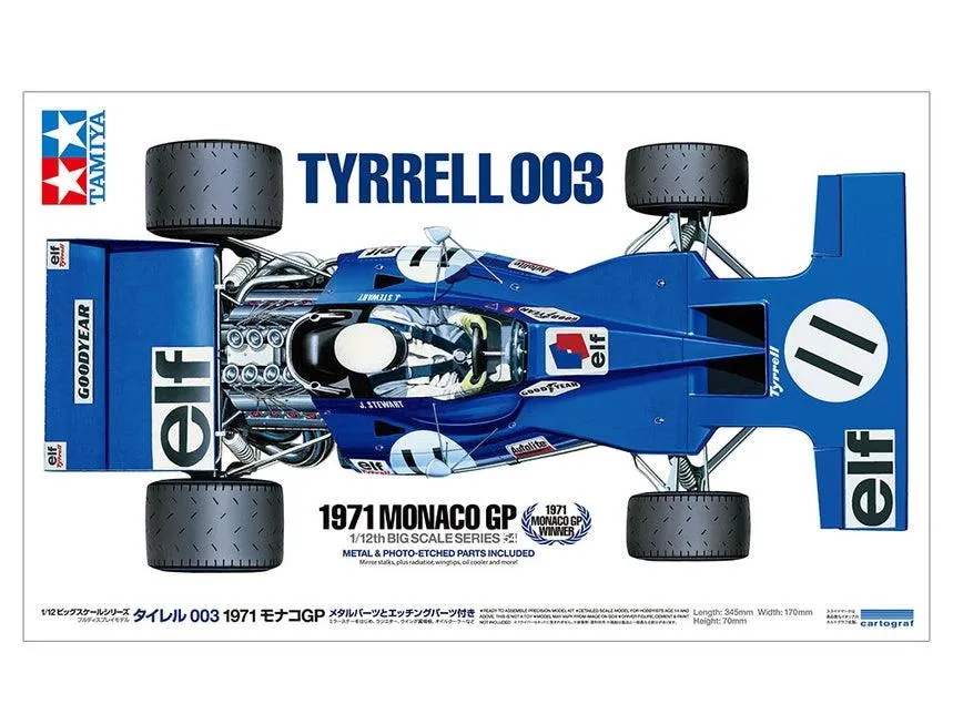 Tamiya 12054 Tyrrell 003 1971 Monaco GP W/ Photo-Etched Parts 1/12 Model Kit