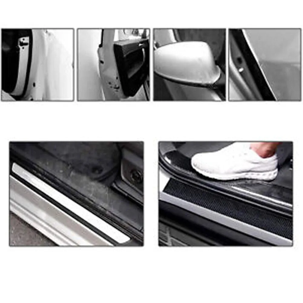 US 2-4 Door Sill Protector 5D Carbon Fiber Strip Scuff Cover Sticker Reflective