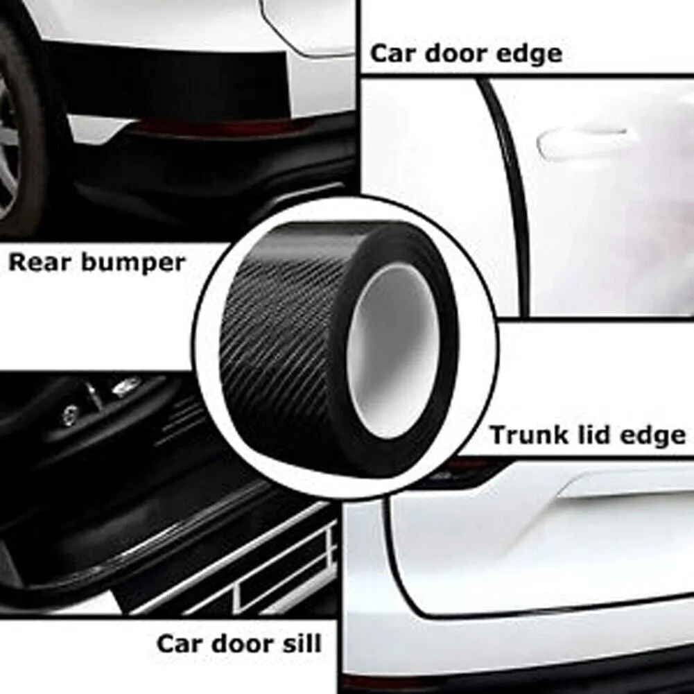 US 2-4 Door Sill Protector 5D Carbon Fiber Strip Scuff Cover Sticker Reflective