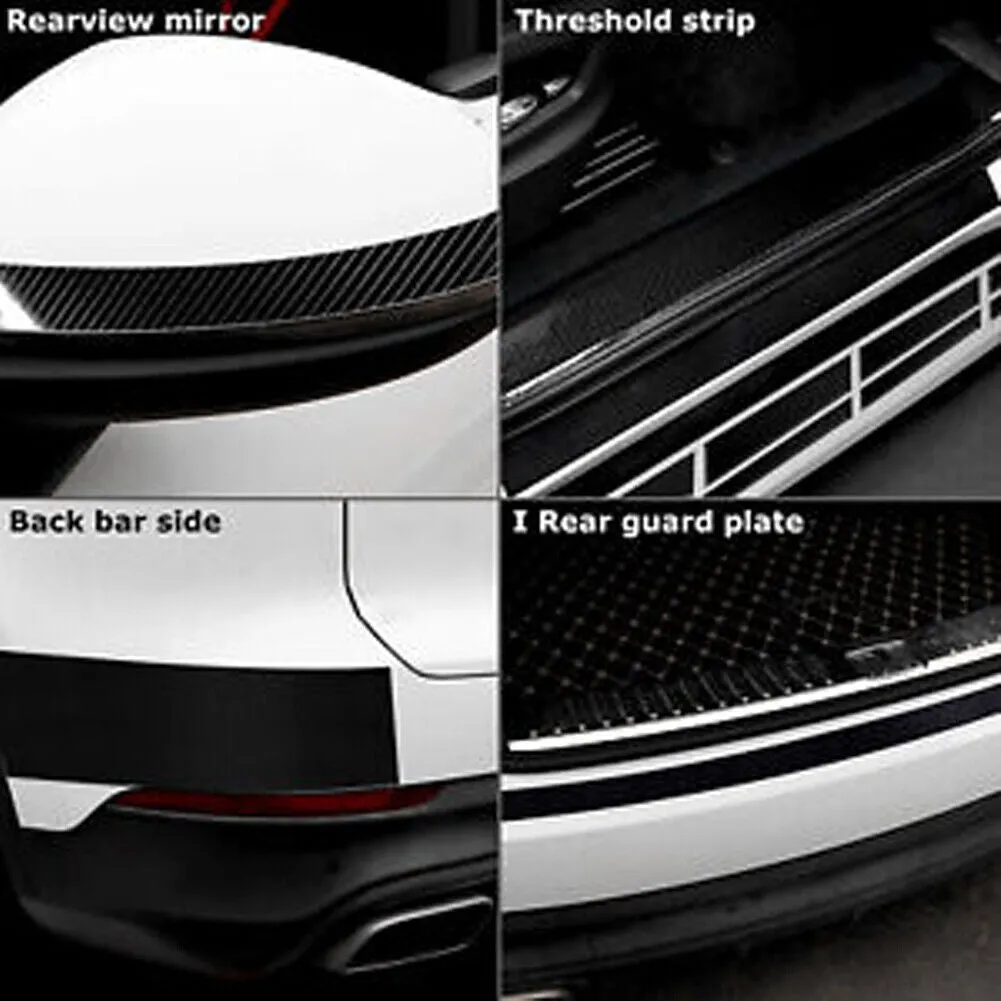 US 2-4 Door Sill Protector 5D Carbon Fiber Strip Scuff Cover Sticker Reflective