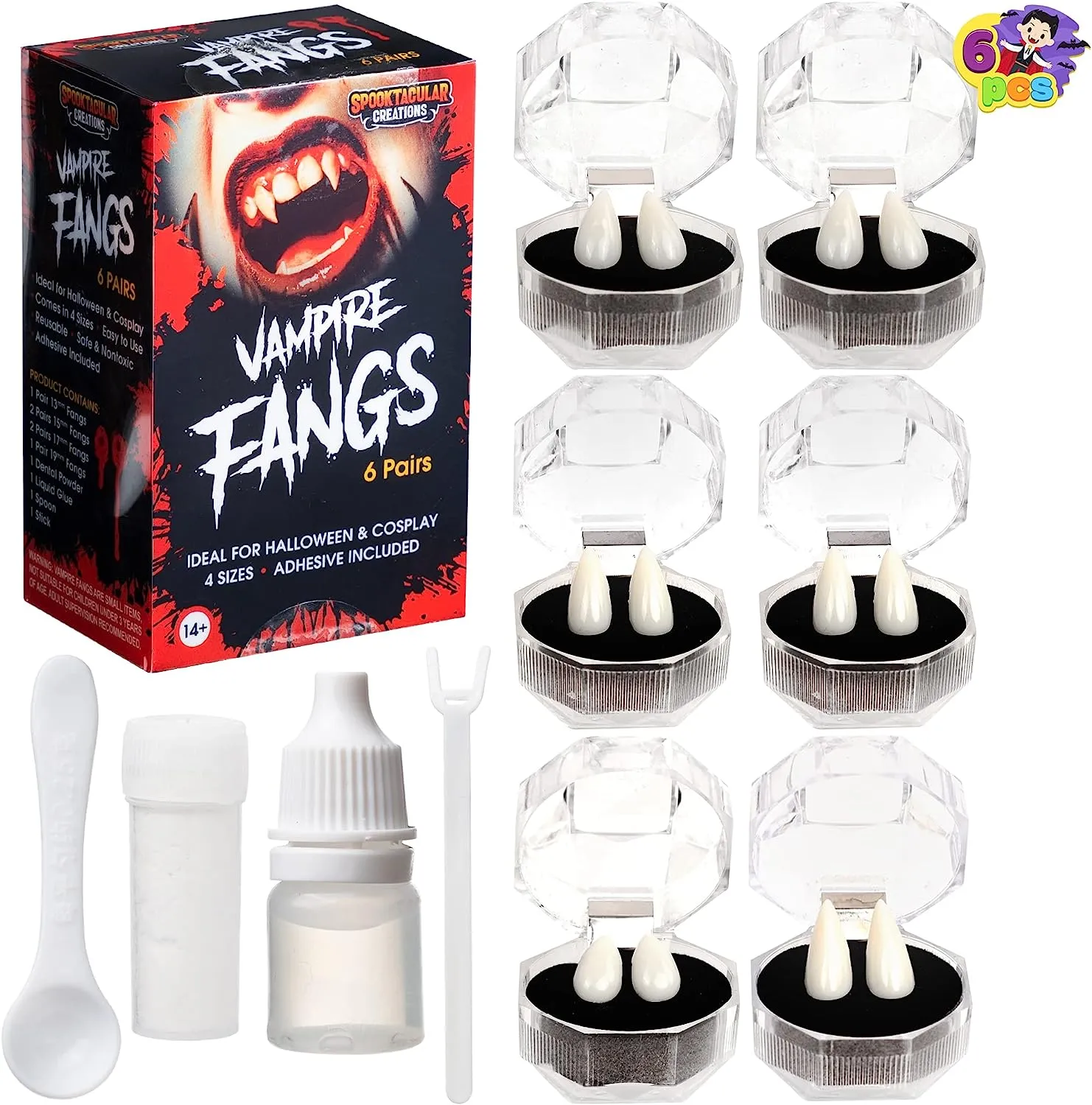 Vampire Fangs False Teeth Cosplay Kit , 6 Pcs