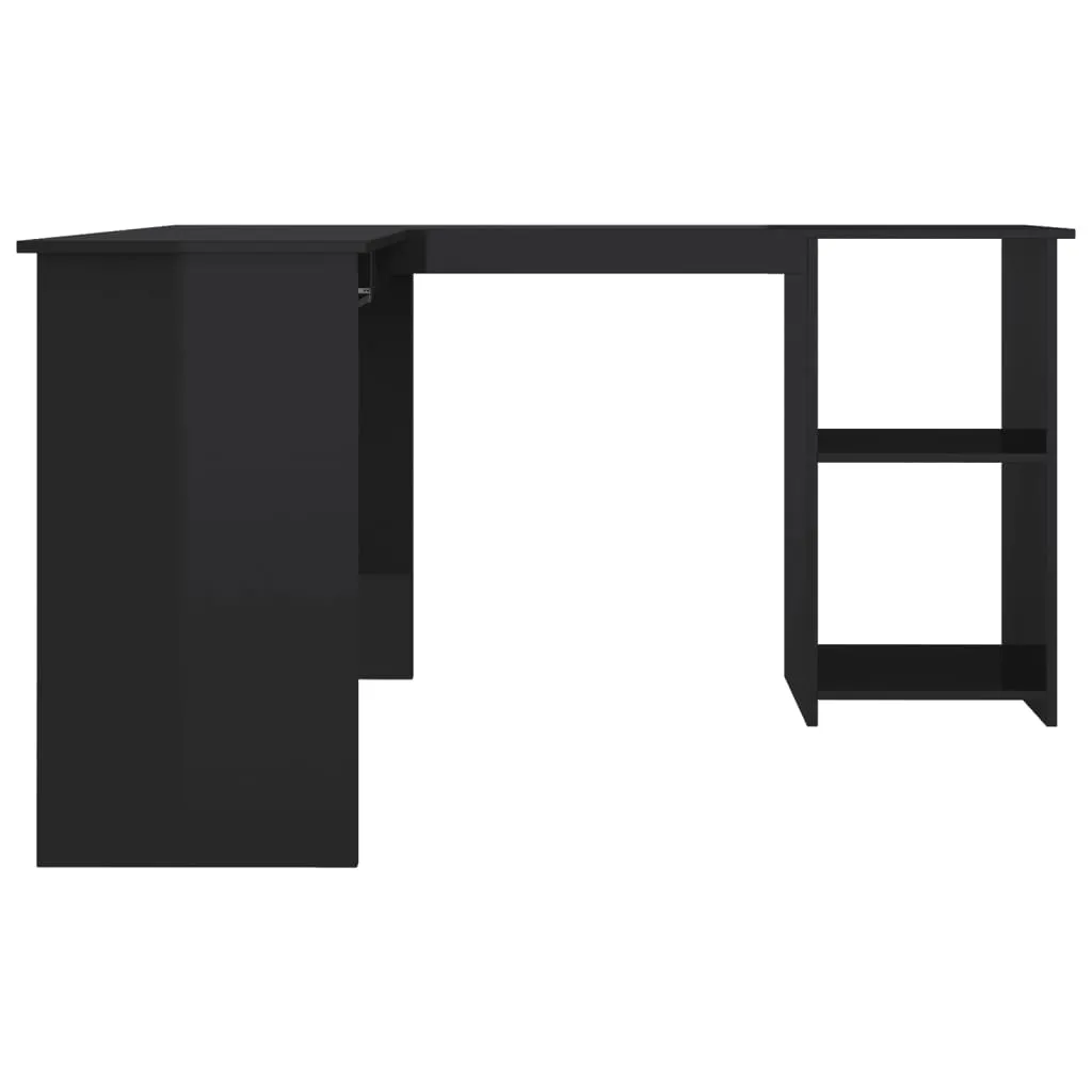 vidaXL L-Shaped Corner Desk High Gloss Black 120x140x75 cm Engineered Wood