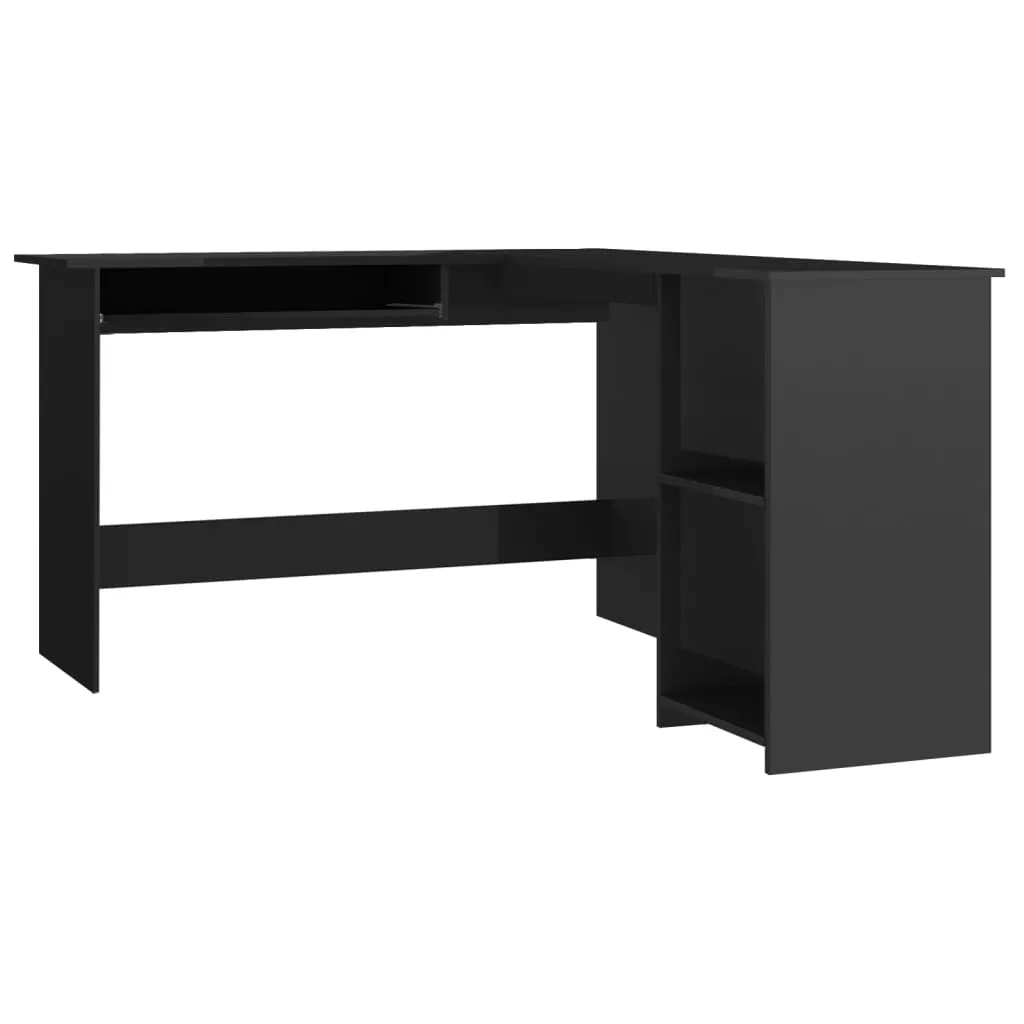 vidaXL L-Shaped Corner Desk High Gloss Black 120x140x75 cm Engineered Wood